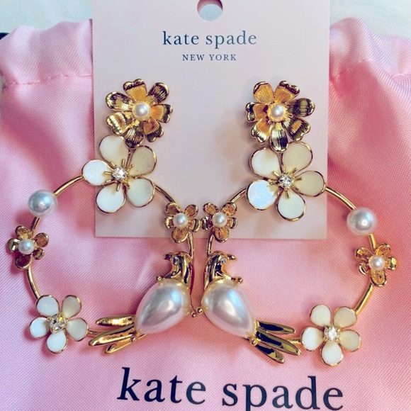New Kate Spade Spring Scene Flower Hoop Earrings - Picture 14 of 17